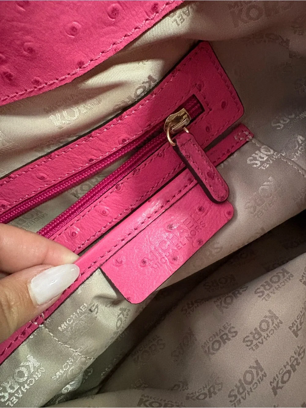 Michael Kors Bright Pink Hamilton Leather Satchel with Gold Hardware